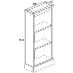 Corona 3 Shelf White Washed Wax Finish Low Narrow Bookcase - Wilko - thumbnail 6