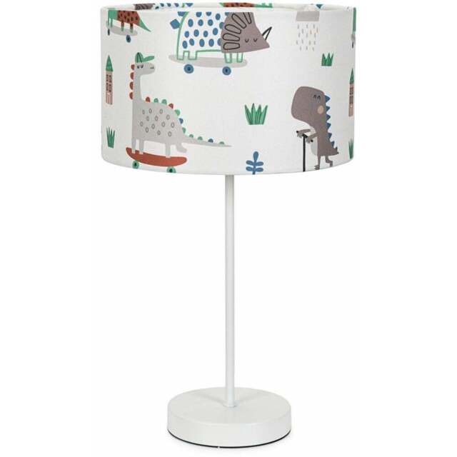 ValueLights Charlie Cartoon Dino Print Shade White Table Lamp and Bulb - Size: 43 x 25 x 25cm - Wilko - image 1