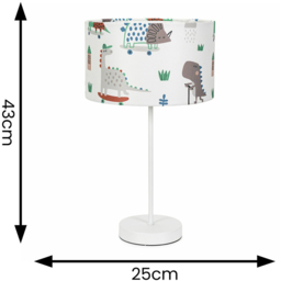 ValueLights Charlie Cartoon Dino Print Shade White Table Lamp and Bulb - Size: 43 x 25 x 25cm - Wilko - thumbnail 5