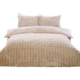 Aurora Faux Fur Duvet Set - Champagne/King - Wilko - thumbnail 3