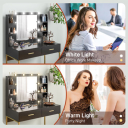 Portland Black Vanity Dressing Table Set with Mirror - Size: 132.5 x 45 x 90cm - Wilko - thumbnail 7
