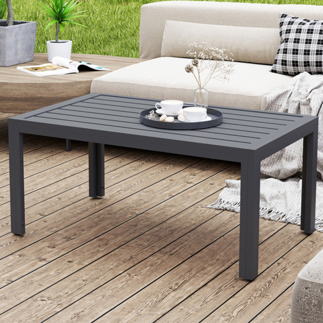 Outsunny Grey Steel Frame and Slat Top Side Table - Size: 46 x 61 x 101.5cm - Wilko - image 1