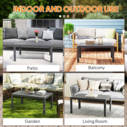 Outsunny Grey Steel Frame and Slat Top Side Table - Size: 46 x 61 x 101.5cm - Wilko - thumbnail 7