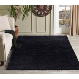 Desire Rugs Oxford Black Plain Shaggy Runner Rug 60 x 220cm - Wilko - thumbnail 6
