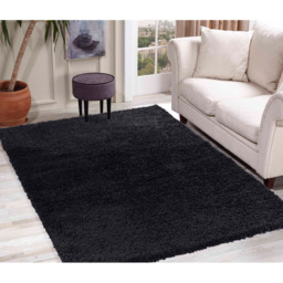 Desire Rugs Oxford Black Plain Shaggy Runner Rug 60 x 220cm - Wilko - thumbnail 5