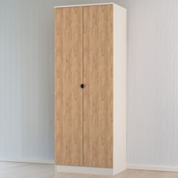 Crowndale Bora 2 Door Gold Oak and Kashmir Tall Double Wardrobe - Cream - Wilko