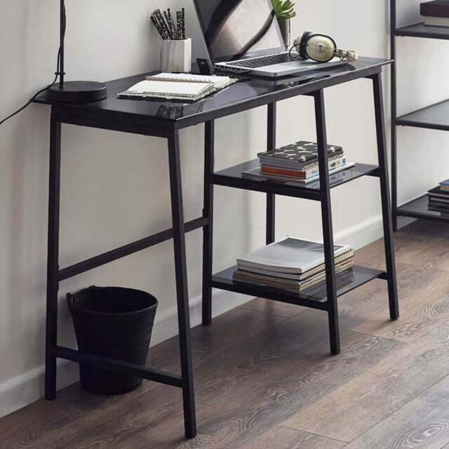 Julian Bowen Chicago Smoked Glass Desk Black - Size: 45 x 104 x 72cm - Wilko - image 1
