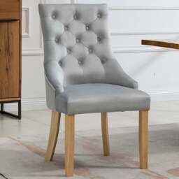 Artemis Home Ravenna Set of 2 Silver Velvet Dining Chair - Grey - Wilko