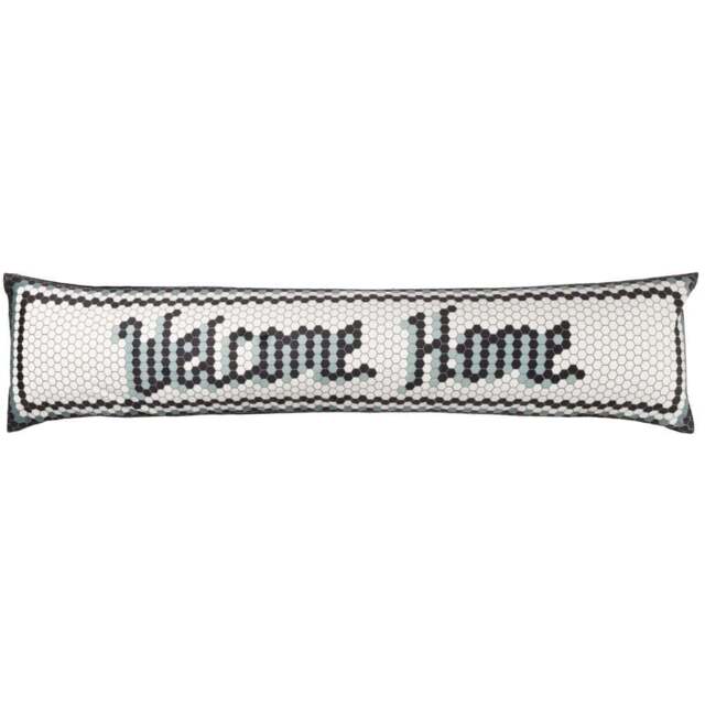furn. Multicolour Welcome Home Mosaic Message Velvet Draught Excluder - Size: 20 x 92 x 10cm - Wilko - image 1