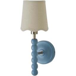 ValueLights Scallop Shade Powder Blue Bobbin LED Wall Light with Bulb 2 Pack - Size: 35 x 12 x 16cm - Wilko