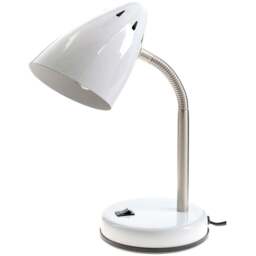 Premier Housewares White Gloss Desk Lamp - Size: 13 x 13 x 37cm - Wilko