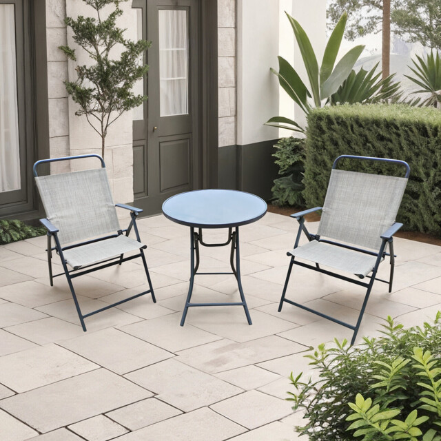 Safina Garden Bistro Set - Grey - Size: 2 Seater - Outdoor Essentials - Wilko - image 1