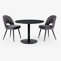 Julian Bowen Luca 2 Seater Marble-Effect Round Dining Table Black - Wilko - thumbnail 4