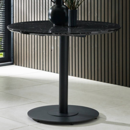 Julian Bowen Luca 2 Seater Marble-Effect Round Dining Table Black - Wilko