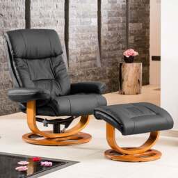 Artemis Home Barriston Black Swivel Recliner Chair with Footstool - Size: Single - Wilko