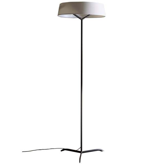 Kliving Luna White Drum Shade Black LED Floor Lamp - Size: 140 x 45 x 45cm - Wilko - image 1