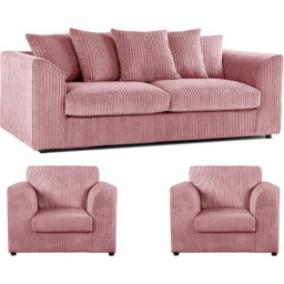 Luxor 5 Seater Pink Jumbo Cord Scatter Back Sofa Suite - Wilko - thumbnail 3