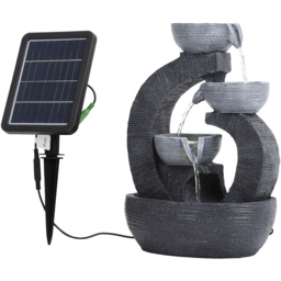 Living and Home 3 Tier Bowl Shaped Imitation Rock Solar Powered LED Water Feature - Size: 38.5 x 26 x 26cm - Grey - Wilko - thumbnail 1