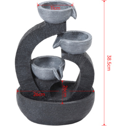 Living and Home 3 Tier Bowl Shaped Imitation Rock Solar Powered LED Water Feature - Size: 38.5 x 26 x 26cm - Grey - Wilko - thumbnail 7