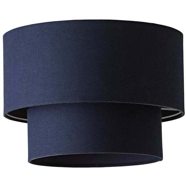 ValueLights Jodie 2 Tier Navy Linen Drum Shade - Size: 20 x 30 x 30cm - Blue - Wilko - image 1