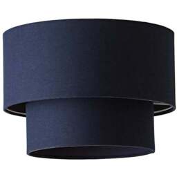 ValueLights Jodie 2 Tier Navy Linen Drum Shade - Size: 20 x 30 x 30cm - Blue - Wilko