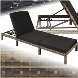 tectake Sofia Natural 6 Level Adjustable Backrest Sun Lounger - Size: 27 x 66 x 196cm - Brown - Wilko - thumbnail 3