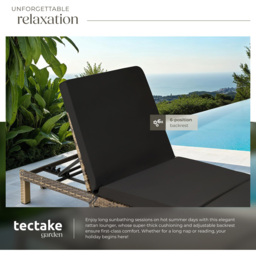 tectake Sofia Natural 6 Level Adjustable Backrest Sun Lounger - Size: 27 x 66 x 196cm - Brown - Wilko - thumbnail 5