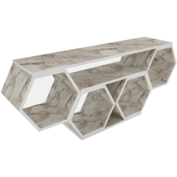 Decorotika Honey White Marble Effect Wide Hexagonal TV Unit - Size: 55.5 x 140 x 26.6cm - Wilko - thumbnail 3