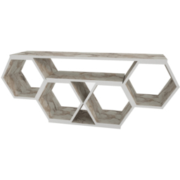 Decorotika Honey White Marble Effect Wide Hexagonal TV Unit - Size: 55.5 x 140 x 26.6cm - Wilko - thumbnail 6