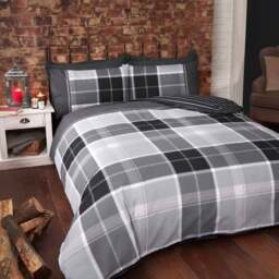 Rapport Home Argyle Double Grey Duvet Set - Silver - Wilko