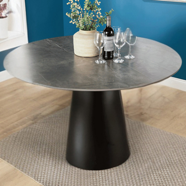 Home Source Grayson 4 Seater Round Dining Table Grey - Black - Wilko - image 1