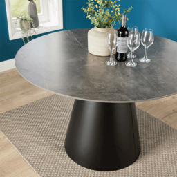 Home Source Grayson 4 Seater Round Dining Table Grey - Black - Wilko - thumbnail 6