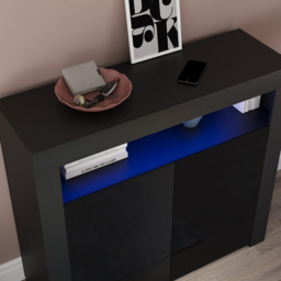 VIDA DESIGNS Nova 2 Door Black LED Sideboard - Size: 35 x 107 x 97cm - Wilko - thumbnail 4