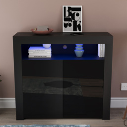 VIDA DESIGNS Nova 2 Door Black LED Sideboard - Size: 35 x 107 x 97cm - Wilko - thumbnail 7
