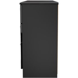 Crowndale Knightsbridge 6 Drawer Black Gloss and Black Kneehole Desk Ready Assembled - Size: 80 x 128 x 42cm - Black Gloss & Black - Wilko - thumbnail 5
