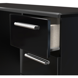 Crowndale Knightsbridge 6 Drawer Black Gloss and Black Kneehole Desk Ready Assembled - Size: 80 x 128 x 42cm - Black Gloss & Black - Wilko - thumbnail 7