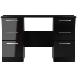 Crowndale Knightsbridge 6 Drawer Black Gloss and Black Kneehole Desk Ready Assembled - Size: 80 x 128 x 42cm - Black Gloss & Black - Wilko - thumbnail 4