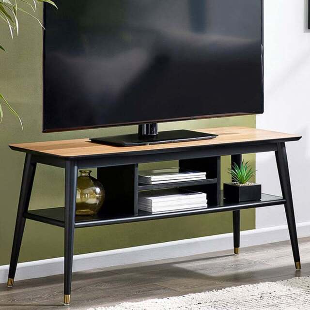 Julian Bowen Findlay 2 Shelf Walnut and Black Media Unit - Size: 45 x 120 x 55cm - Wilko - image 1