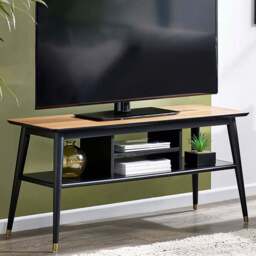 Julian Bowen Findlay 2 Shelf Walnut and Black Media Unit - Size: 45 x 120 x 55cm - Wilko - thumbnail 1