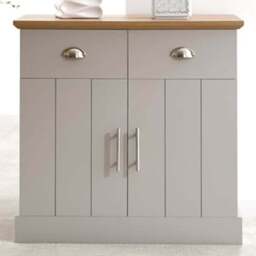 GFW Kendal 2 Door 2 Drawer Grey Compact Sideboard - Size: 39 x 79 x 77cm - Wilko