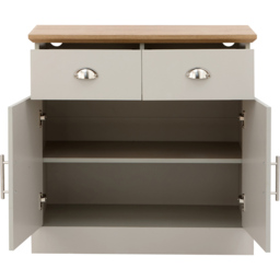 GFW Kendal 2 Door 2 Drawer Grey Compact Sideboard - Size: 39 x 79 x 77cm - Wilko - thumbnail 6