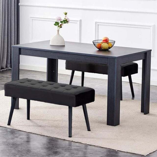 Portland 4 Seater Wooden Dining Bench Set Dark Grey and Black - Multi - Wilko - image 1