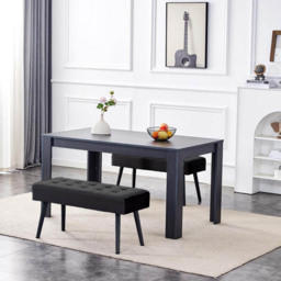 Portland 4 Seater Wooden Dining Bench Set Dark Grey and Black - Multi - Wilko - thumbnail 5