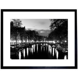 Wee Blue Coo Black and White Amsterdam Channels Night Lights Framed Wall Art Print 30 x 41cm - Size: 43.3 x 33.3 x 1.5cm - Wilko - thumbnail 1