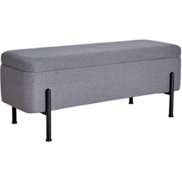 Home Source Oasis Grey Linen Storage Ottoman with Metal Legs - Size: 44 x 110 x 42cm - Wilko - thumbnail 3