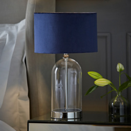 ValueLights Jessy Silver and Navy Velvet Shade Glass LED Table Lamp - Size: 45 x 25 x 25cm - Blue - Wilko - thumbnail 7