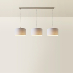ValueLights Reni Grey Drum Shade 3 Drop Bar Chrome Diner LED Ceiling Pendant Light - Size: 123.5 x 98 x 25cm - Black - Wilko - thumbnail 6
