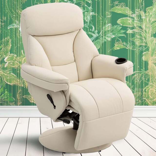 HOMCOM Cream White Manual Recliner Swivel Reclining Chair - Size: Single - Wilko - image 1