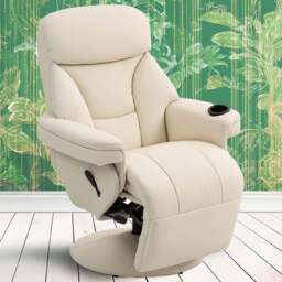 HOMCOM Cream White Manual Recliner Swivel Reclining Chair - Size: Single - Wilko - thumbnail 1