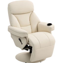 HOMCOM Cream White Manual Recliner Swivel Reclining Chair - Size: Single - Wilko - thumbnail 3